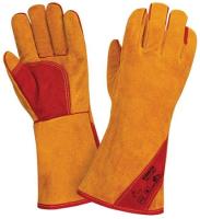 Краги спилковые зимние 5палые, утепл иск.мех